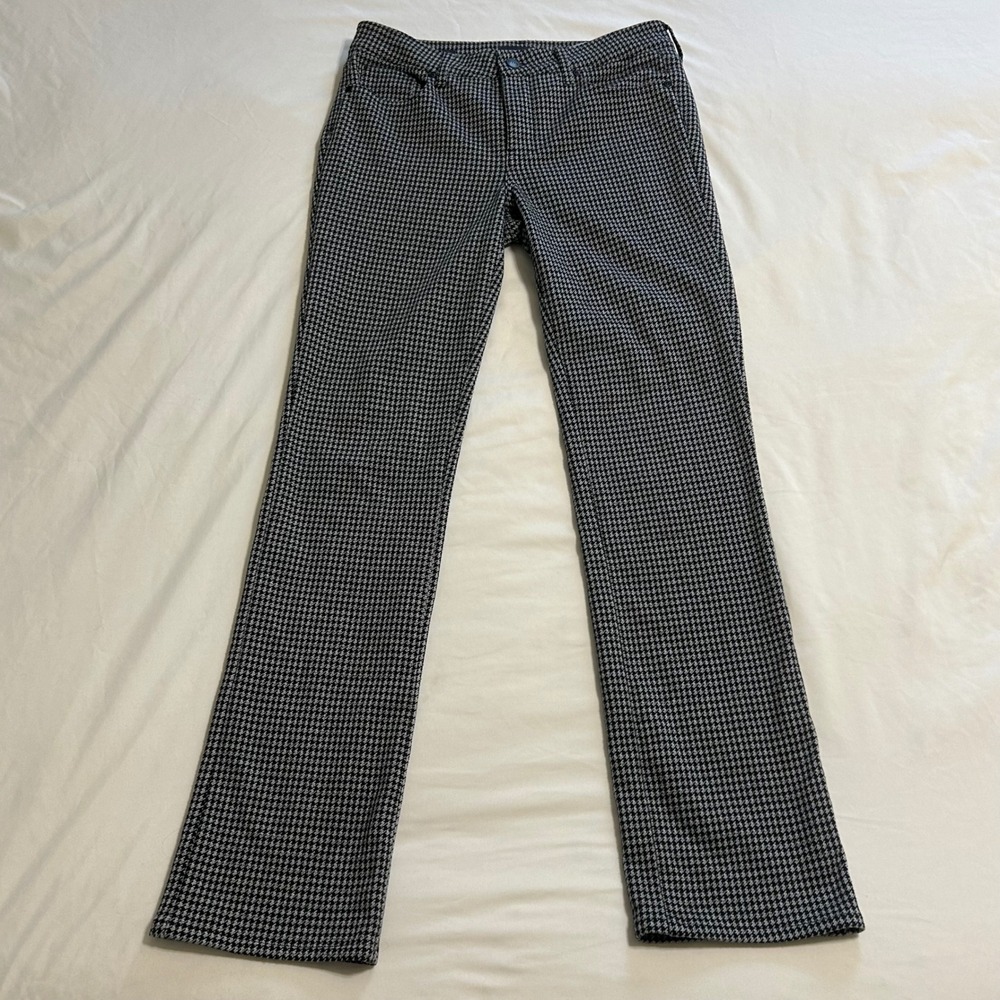 NYDJ‎ Marilyn Straight Houndstooth Pants Black White Lift Tuck Size 2 Womens